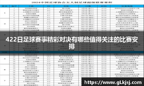 422日足球赛事精彩对决有哪些值得关注的比赛安排